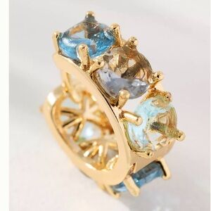 Anthropologie Gold-Tone Earrings with Blue and Light Blue Stones